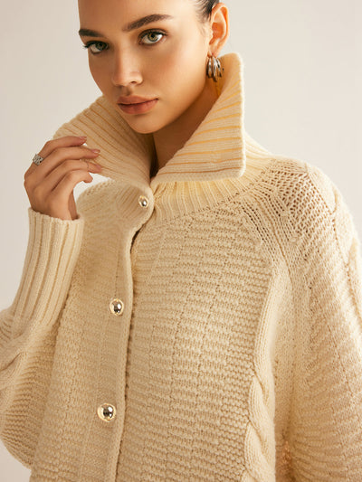 Kuscheliger Strickcardigan mit Rollkragen und modernem Komfort für Damen