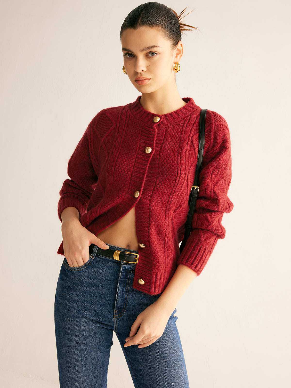 Zopfmuster Cropped Weste chic & zeitlos für Frauen