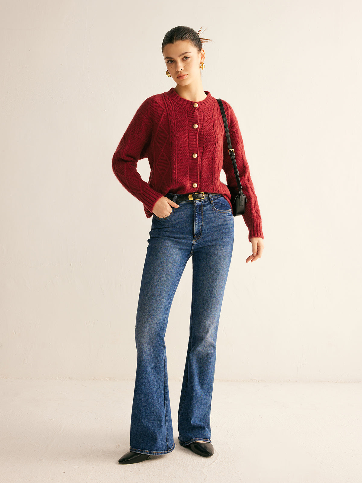 Zopfmuster Cropped Weste chic & zeitlos für Frauen