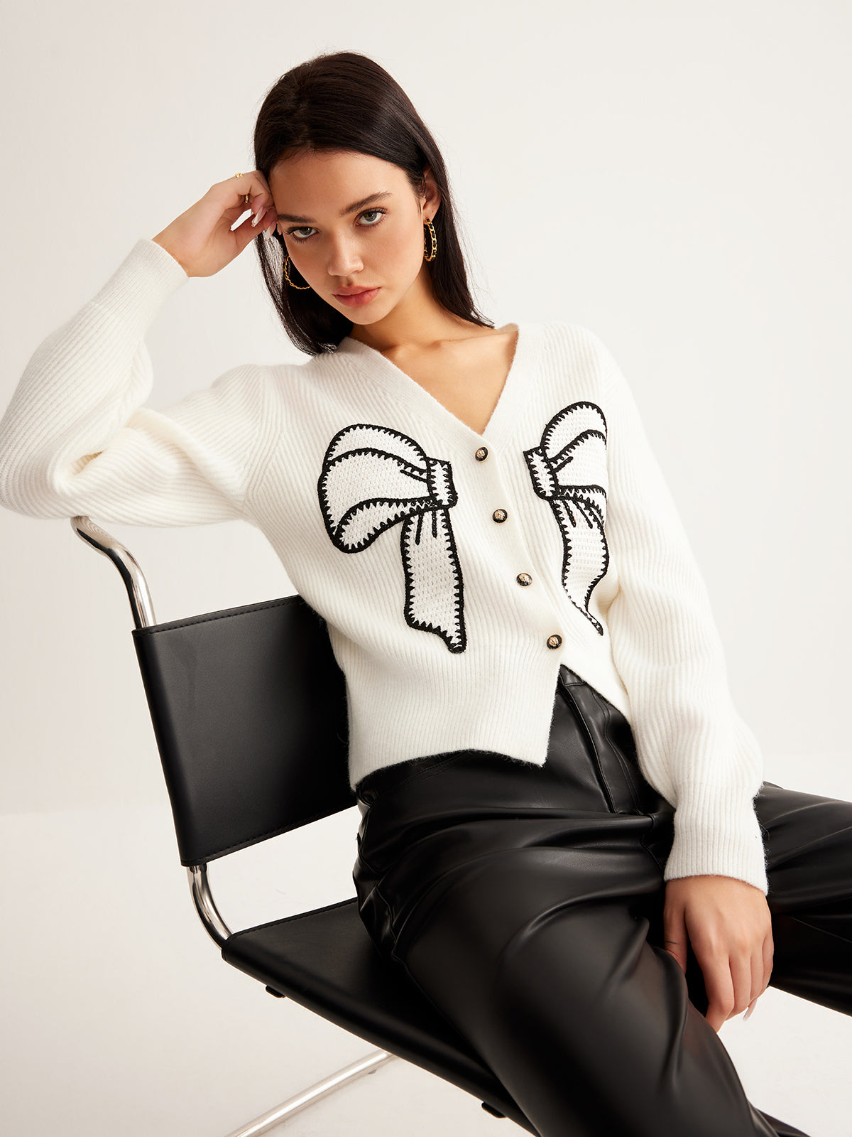 Strickcardigan mit Schleifendetail verspielt & elegant für Frauen