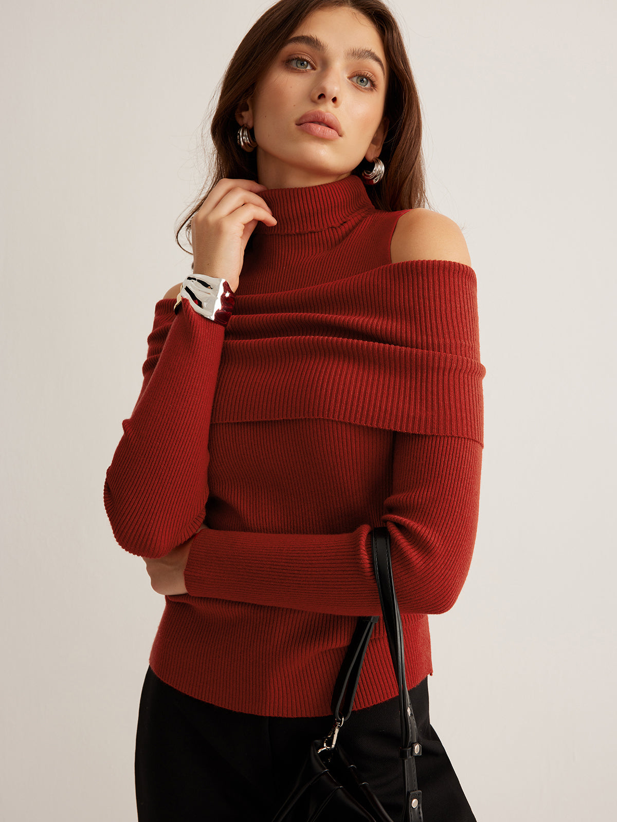 Off Shoulder Rollkragenpullover mit eleganter Ausstrahlung für Frauen