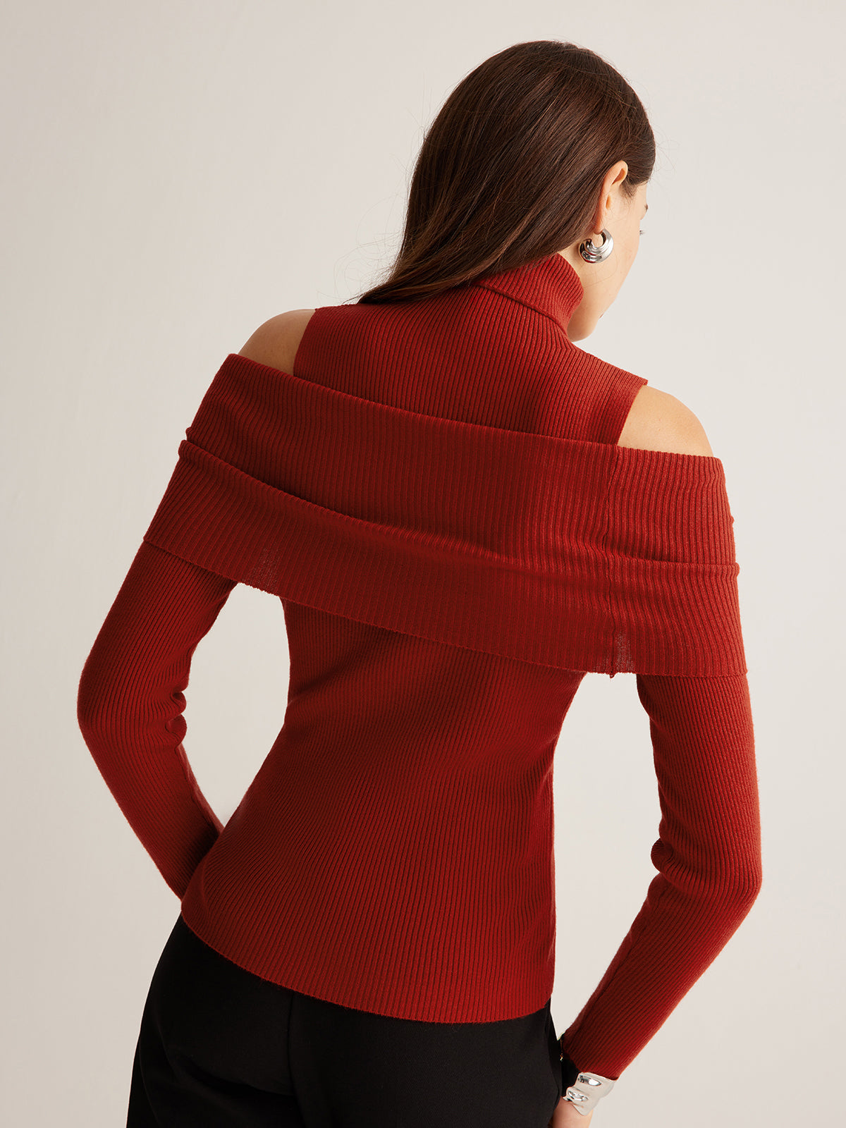 Off Shoulder Rollkragenpullover mit eleganter Ausstrahlung für Frauen