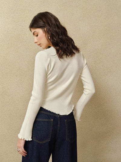 Strickcardigan mit Blumenknöpfen für Frauen