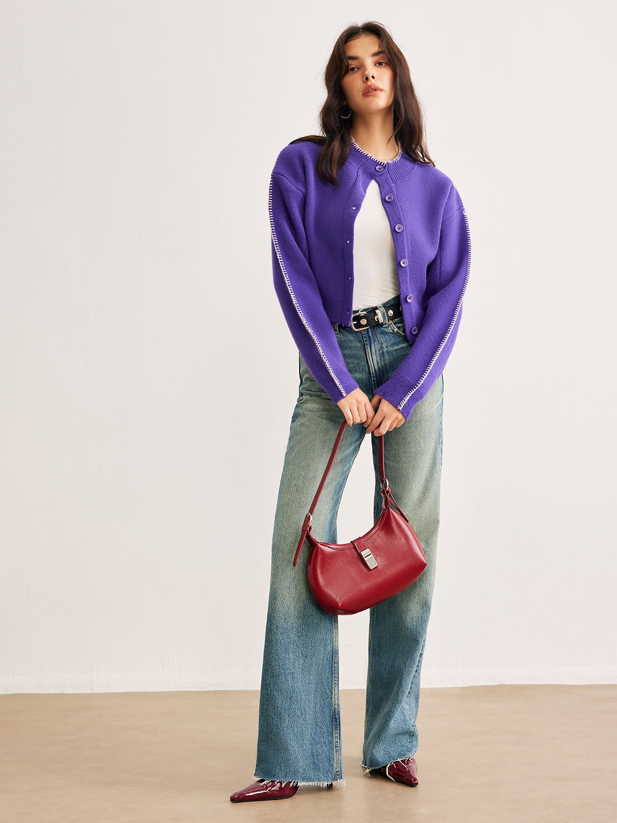 Strickcardigan mit Kontrastdetails für Frauen