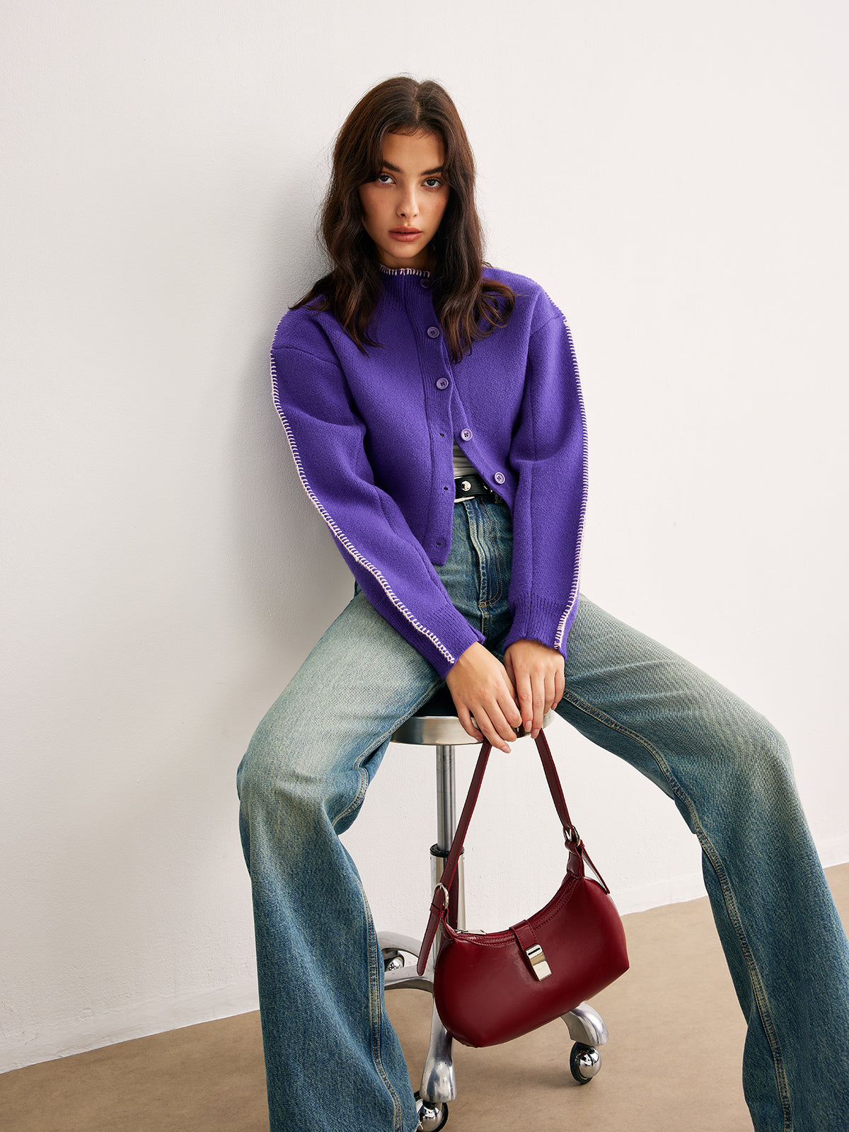 Strickcardigan mit Kontrastdetails für Frauen