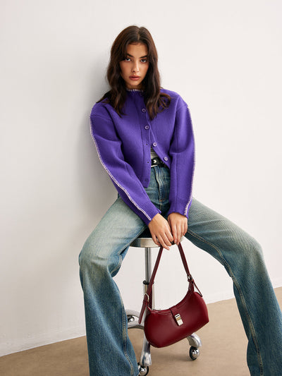 Strickcardigan mit Kontrastdetails für Frauen