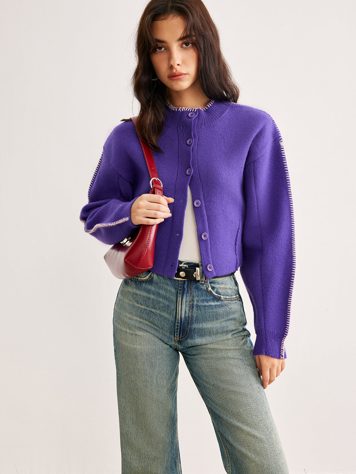 Strickcardigan mit Kontrastdetails für Frauen