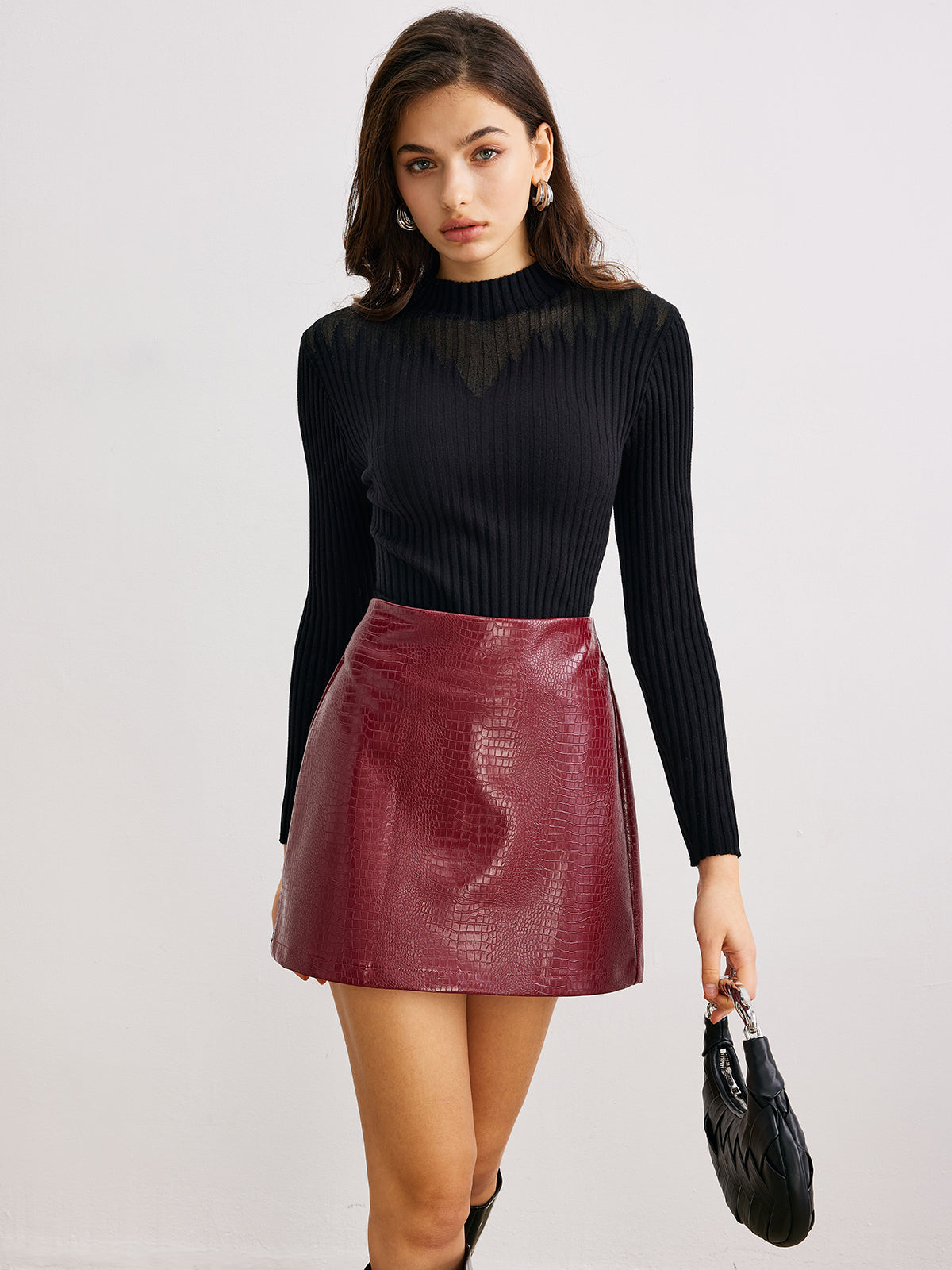 Gerippter Pullover mit transparenten Details moderner Chic für Frauen