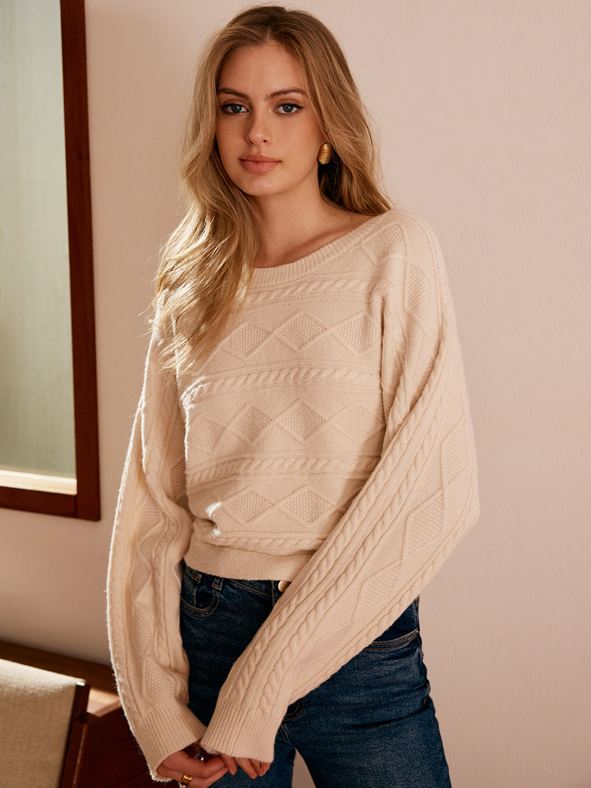 Rückenfreier Pullover mit Schleifendetail für Frauen