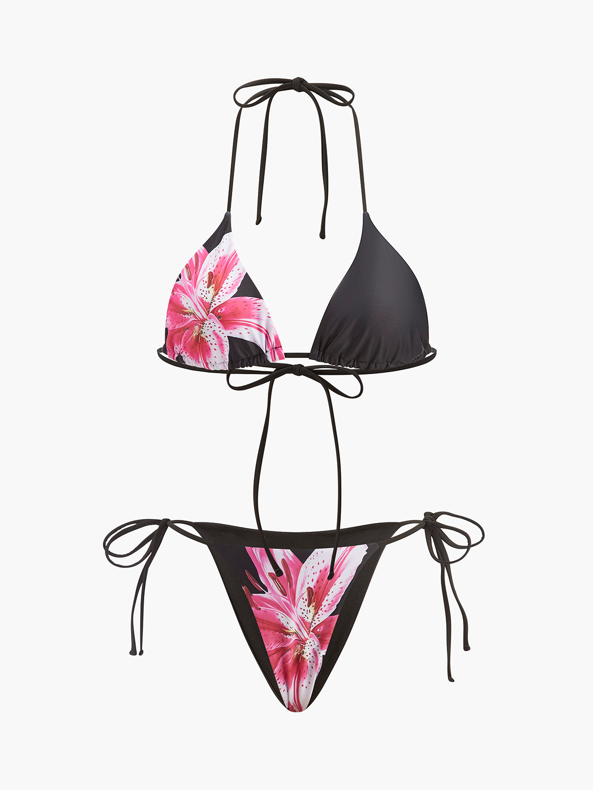 3-teiliges Blumen-Bikini-Set mit Mesh-Rock – Modische Bademode