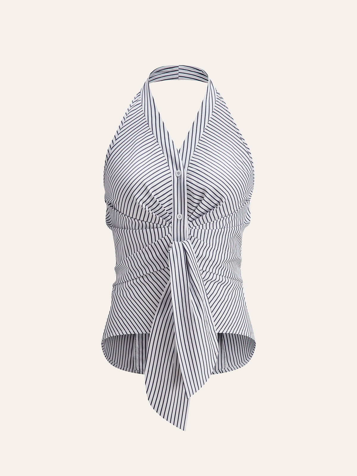 Gestreiftes Neckholder Top Damen – Sommer Crop Top mit V-Ausschnitt