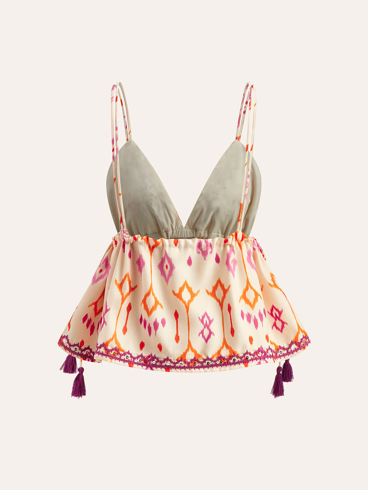 Nora - Besticktes Boho-Tassel-Krawatten-Cami-Top