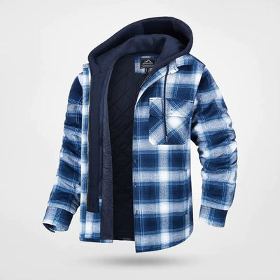 Herren Kariertes Muster Jacke mit Kapuze | Warme