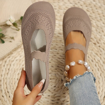 Damen Ballerinas | Mary Jane Design | Ultraweicher Stoff | Rutschfeste Sohle