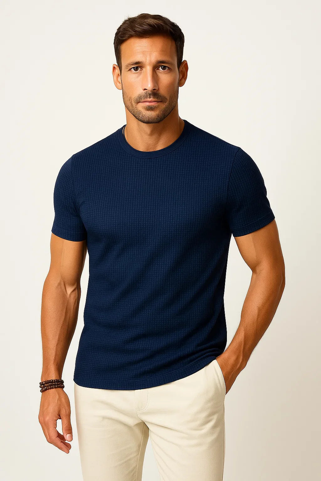 Bequemes T-Shirt mit Waffeltextur