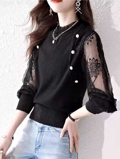 Bianca – Bluse mit Spitzenärmeln