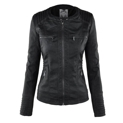 Biker-Lederjacke mit Kapuze