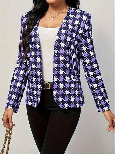 Blazer mit Hahnentrittmuster