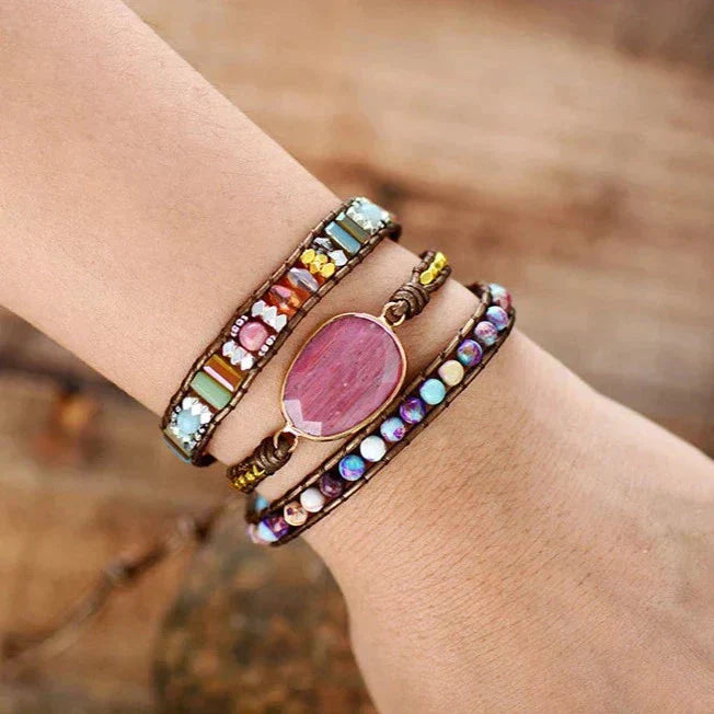 Natürliches Rhodonit & Jaspis Erdton Perlenarmband Für Damen