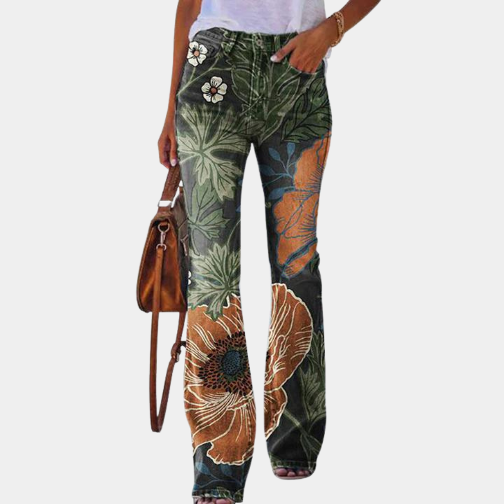 Florale Bestickte Schlaghose für Damen