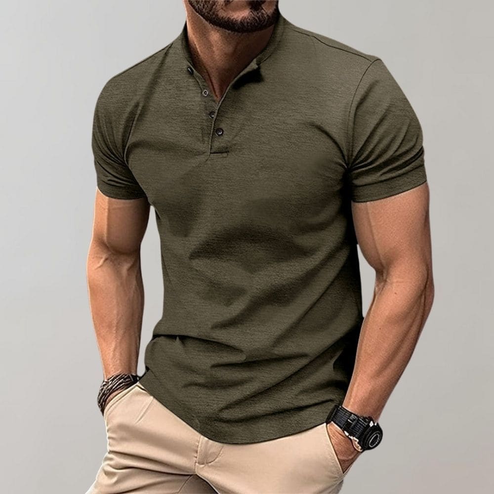 Herren Poloshirt mit Henley Kragen