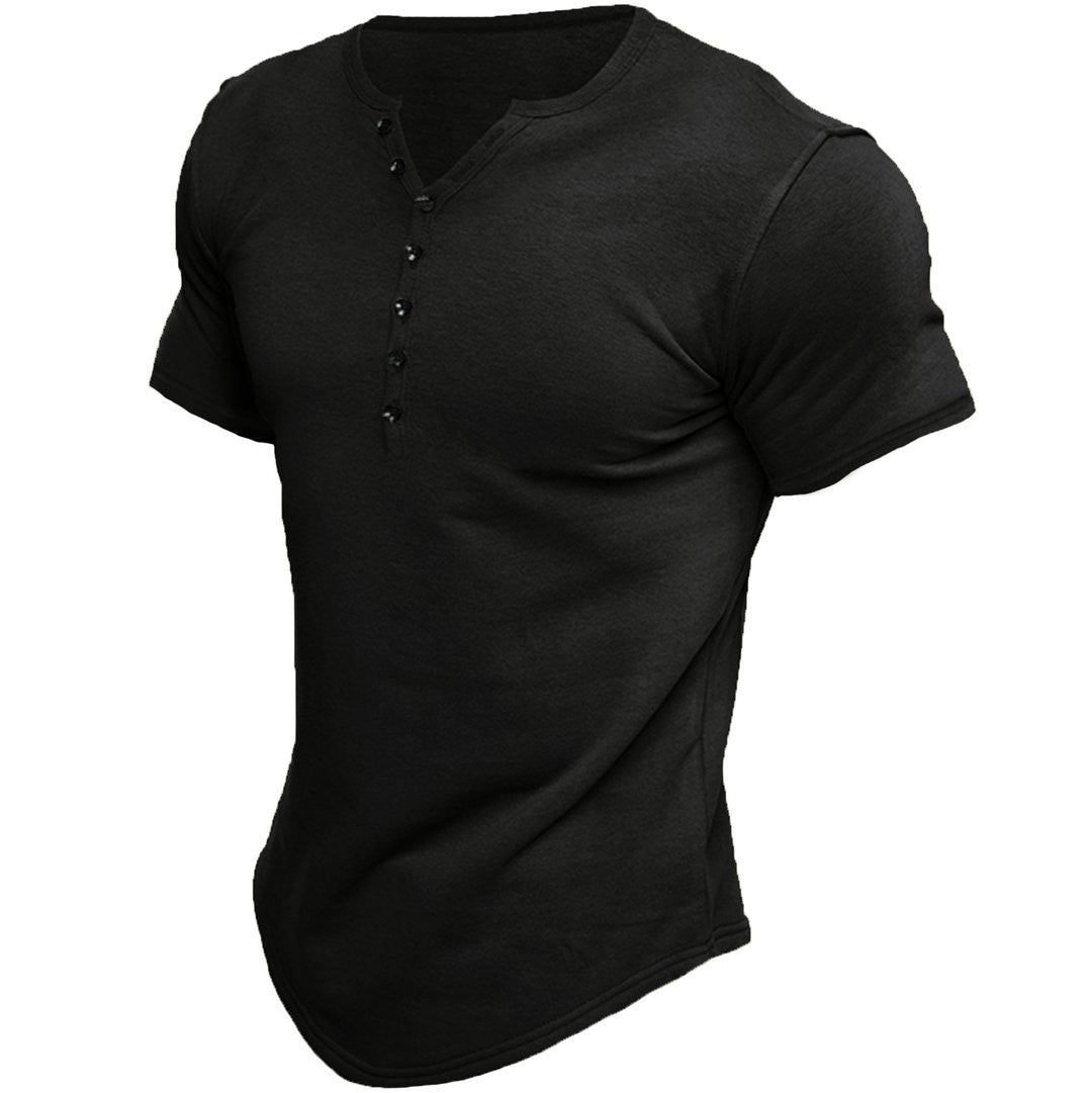 Herren Slim Fit T-Shirt mit halber Knopfleiste