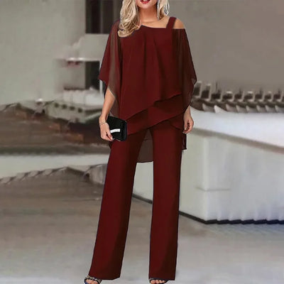 Asymmetrisches Oberteil und Weit Geschnittene Hose Set für Damen