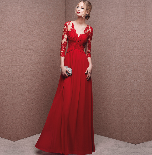 Catrin - Damen Elegantes Hochzeit Gast Kleid Maxi