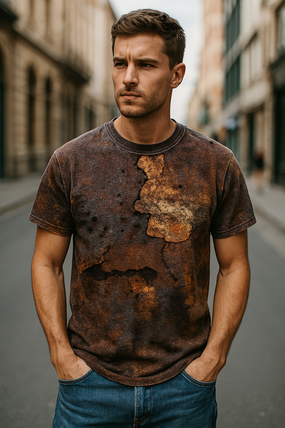 FERRO | T-Shirt mit Rosttextur-Print