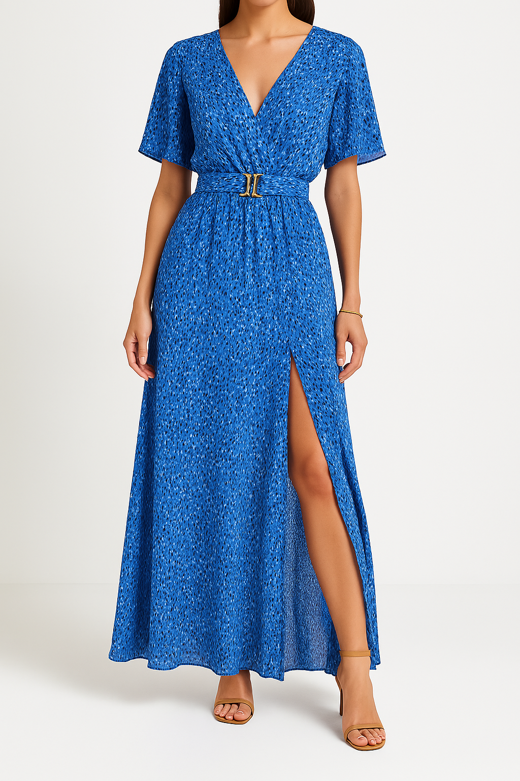 Agnes - Kleid mit V-Ausschnitt und Seitenschlitz, Wickeloptik