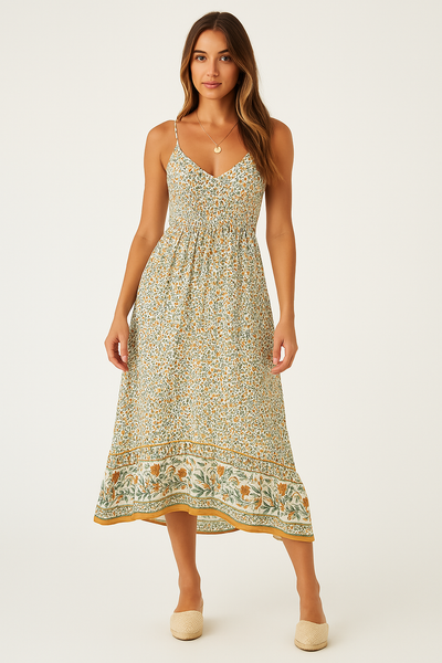 Ylva - Lange Sommerkleider mit V-Ausschnitt