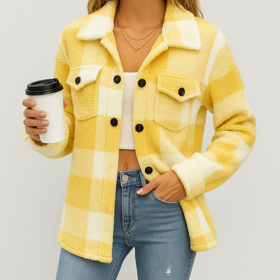 Pauline | Damen Plüsch Fleece Winterjacke