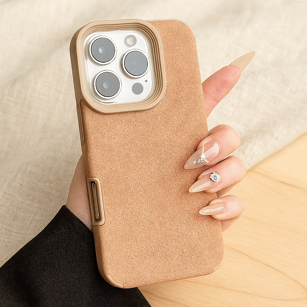 Universalhülle für iPhone 11–16 Pro Max – Stoßfestes, mattes PU-Leder mit weichem Lammvelourslederfutter