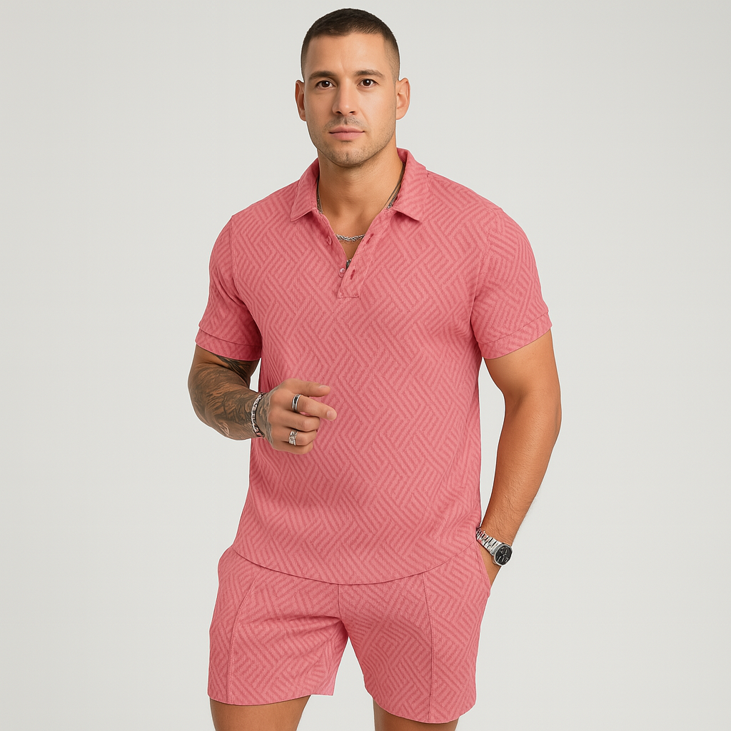Herren Sommer Casual Set – Kurzarm-Poloshirt & passende Shorts