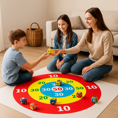 Zielwurfspiel-Set – Zielbrett mit 10 Sitzsäcken für Spaß drinnen und draußen