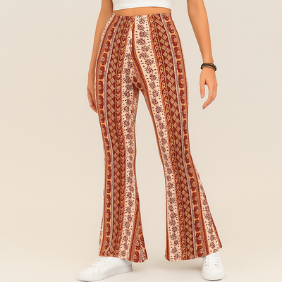 Chelsea – Boho-Schlaghose für Damen – Allover-Print, Slim Fit