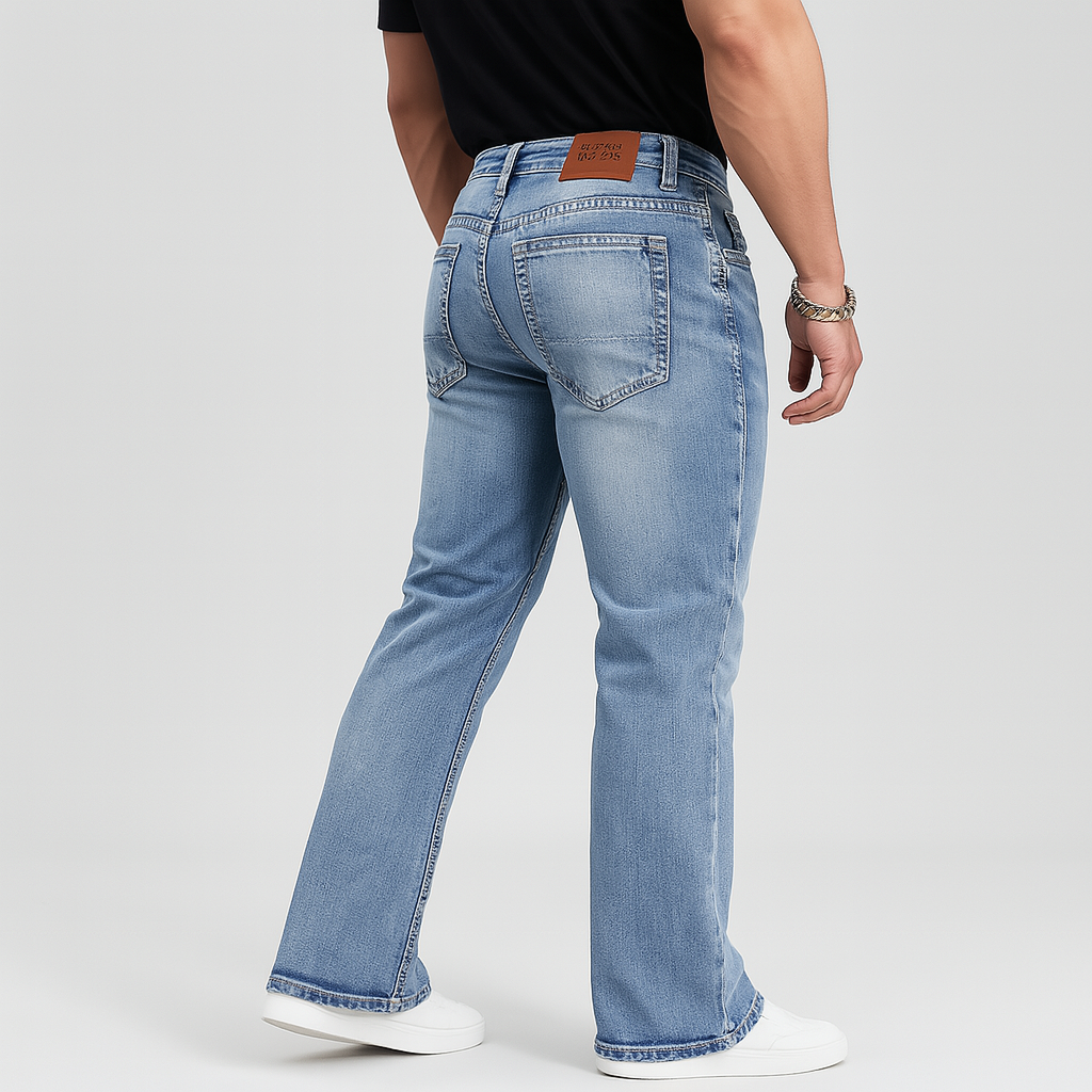 4Legend - Herren Flare Jeans mit Stickerei – Slim Fit Stretch Denim, Ganzjahres