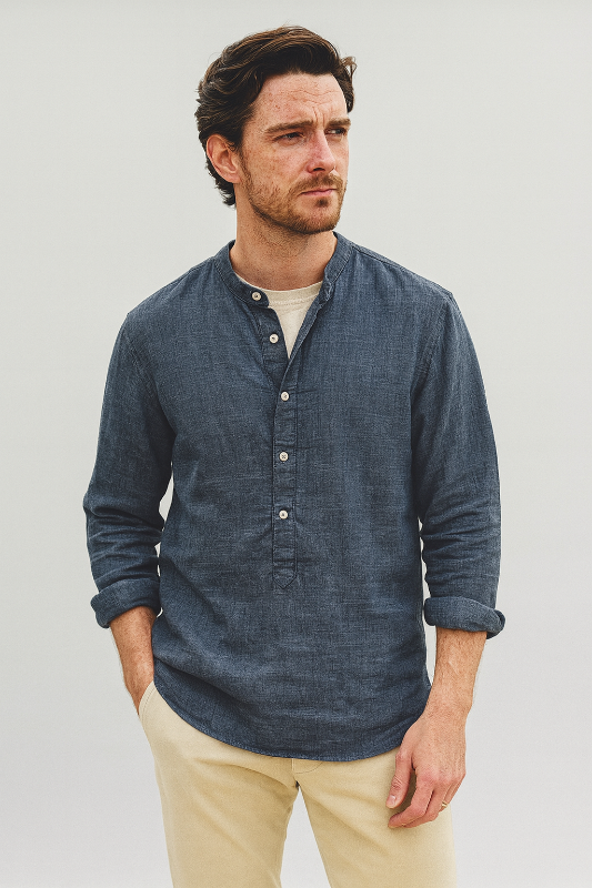 Herren Leinenhemd Langarm für Elegante Anlässe - Klassische Hemden Herren