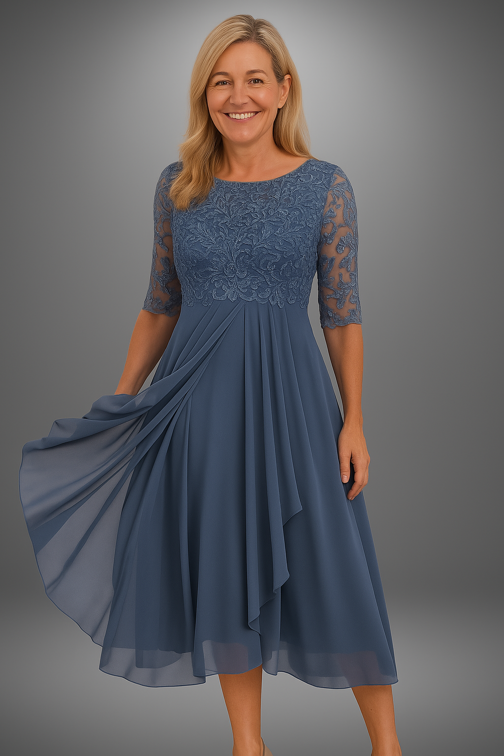 Ottilie©️ | Handgemaakte elegante kanten jurk