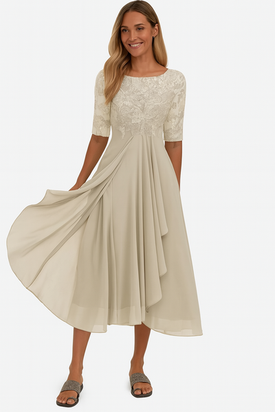 Elegantes Chiffon A-Linien Kleid