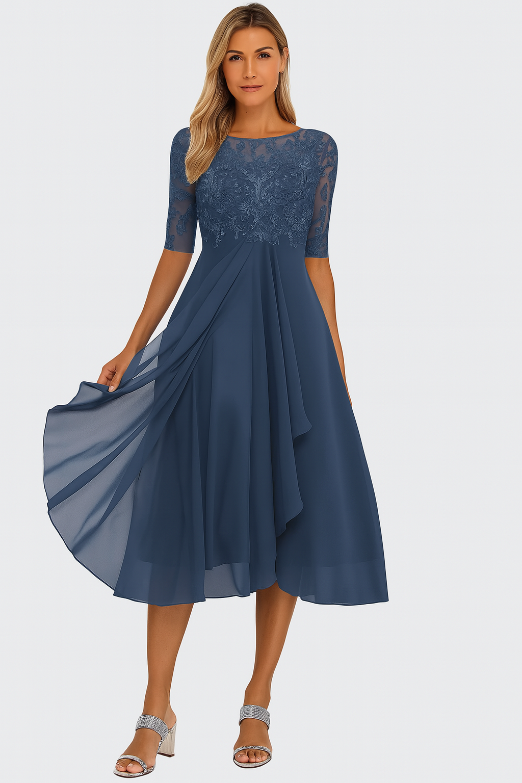 Elegantes Chiffon A-Linien Kleid