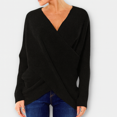 Strickpullover im Wickelstil – Eleganter grüner Komfort