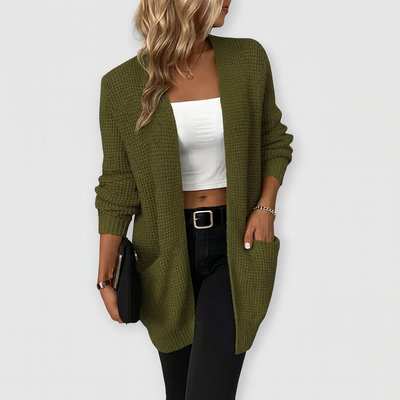 Schwarze Strickjacke mit offener Front – Müheloser Stil