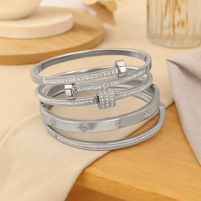 4-teiliges Premium-Armbandset aus Edelstahl – Klassischer Stil