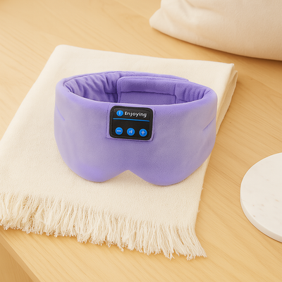 3D Musik-Schlafmaske – Eisfaser, Null-Druck, 100 % Lichtblockierung mit Kopfhörern & Etui