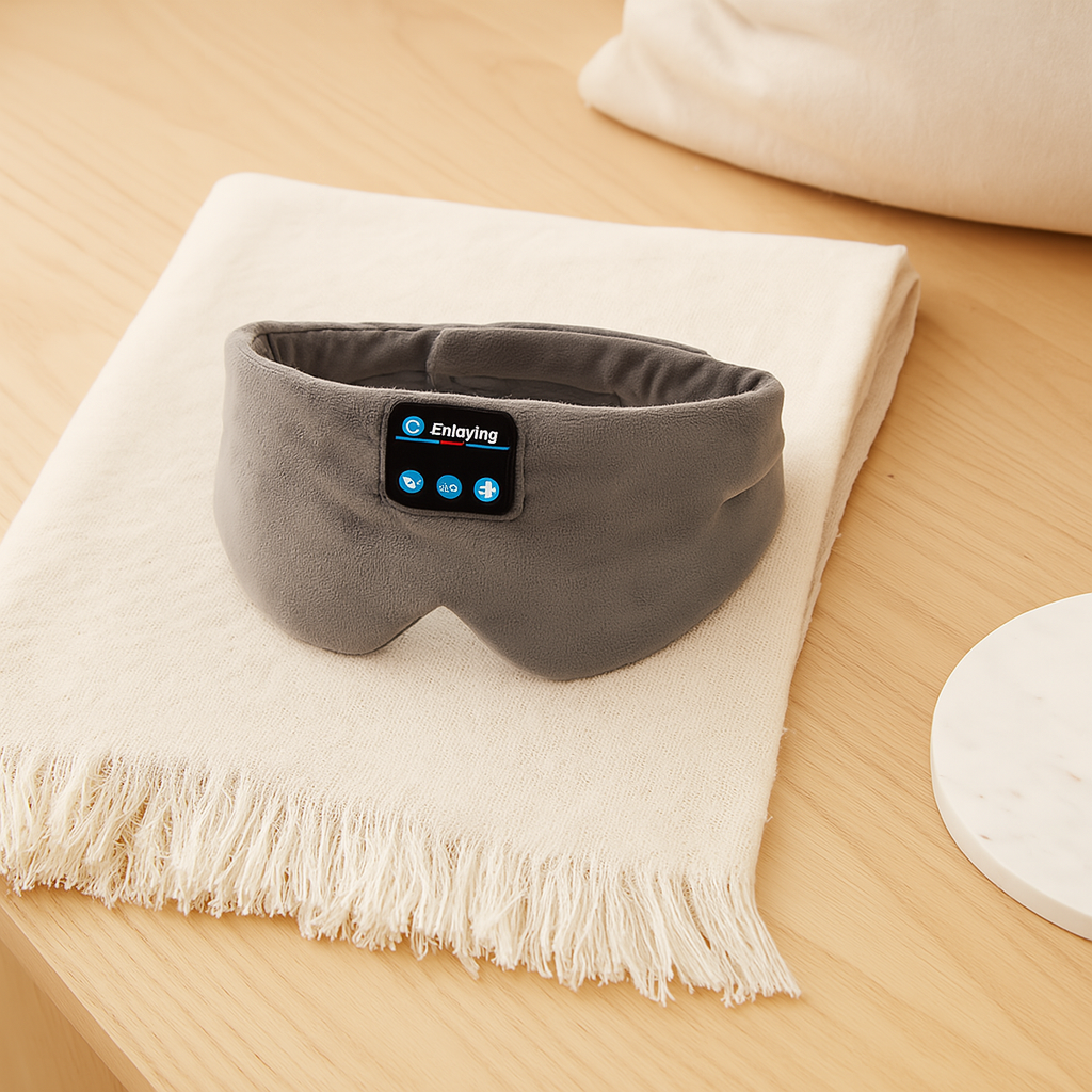 3D Musik-Schlafmaske – Eisfaser, Null-Druck, 100 % Lichtblockierung mit Kopfhörern & Etui