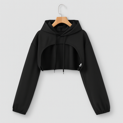 Damen 3-teiliges Set – Kapuzenpullover, Tanktop mit Knoten & High-Waist-Yogahose