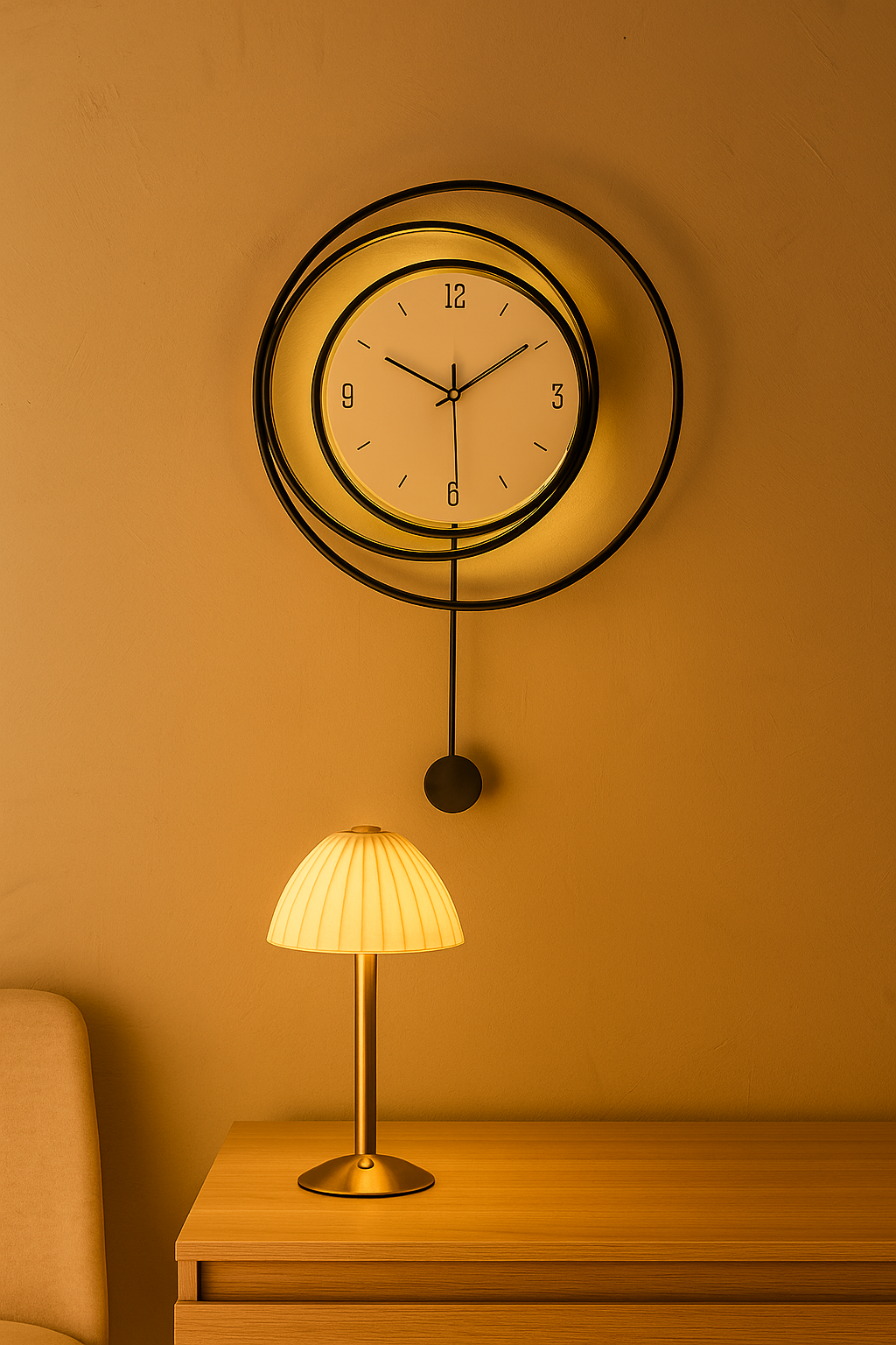 SilentGlow – Minimalistische runde Wanduhr mit deutlichen Ziffern und leisem Uhrwerk