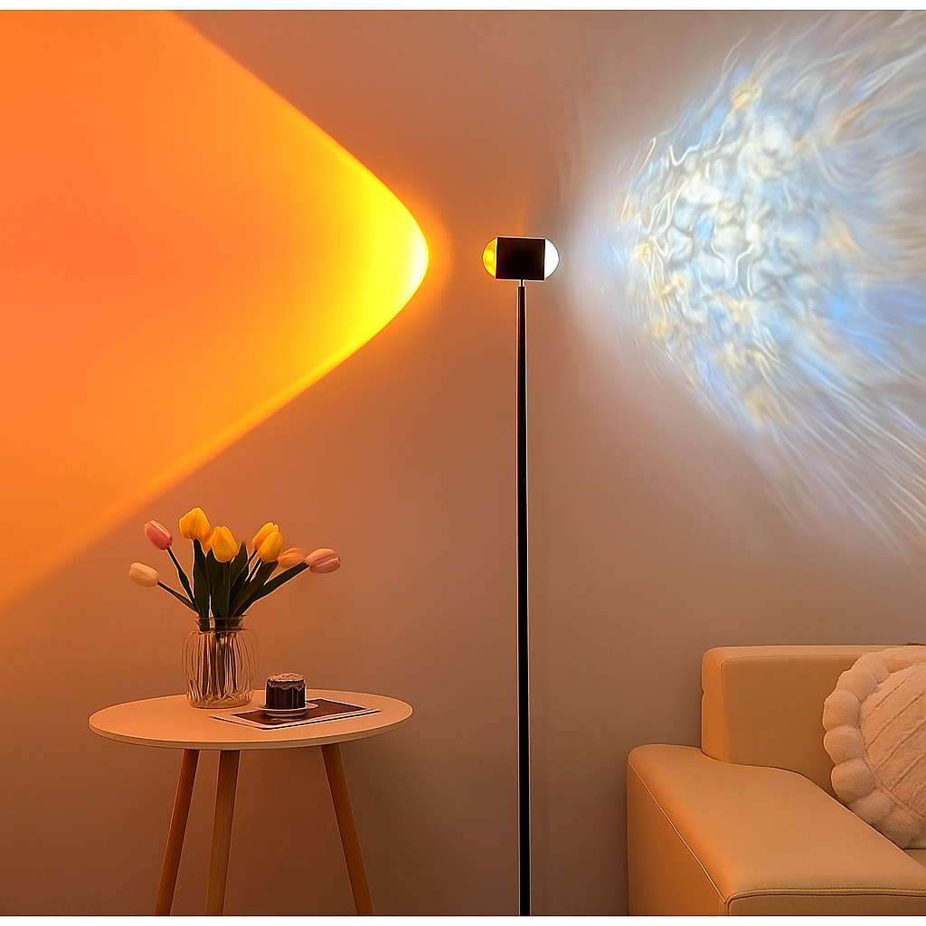 SolAura – USB-Sonnenuntergang-Projektionslampe für warme und stimmungsvolle Beleuchtung