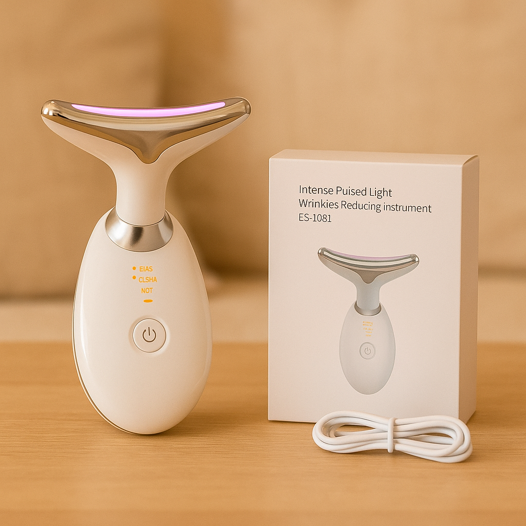 GlowLift – Anti-Falten Gesichtsstraffungs-Massagegerät mit LED-Lichttherapie für Gesicht und Hals